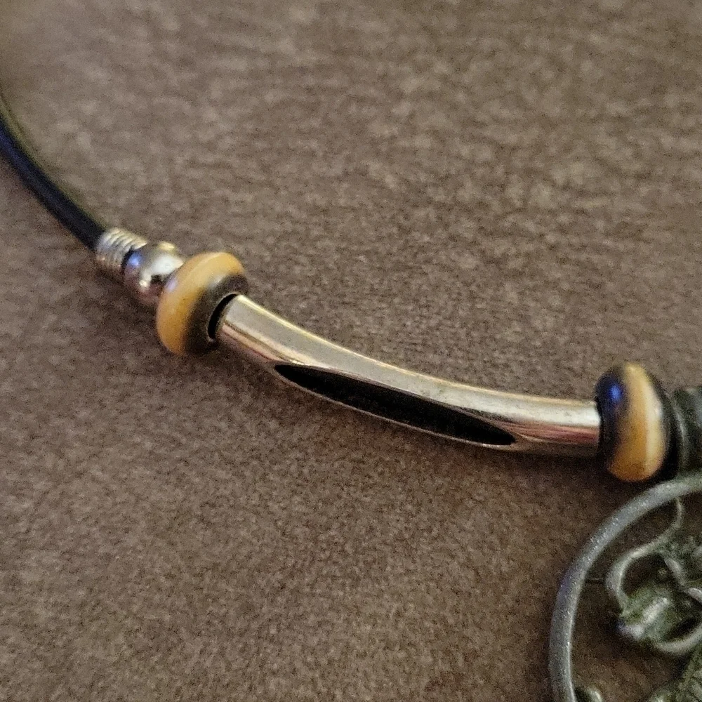 VTG PANAMA JACK Dragon Pendant Split Tube Unisex Castlecore Choker Necklace